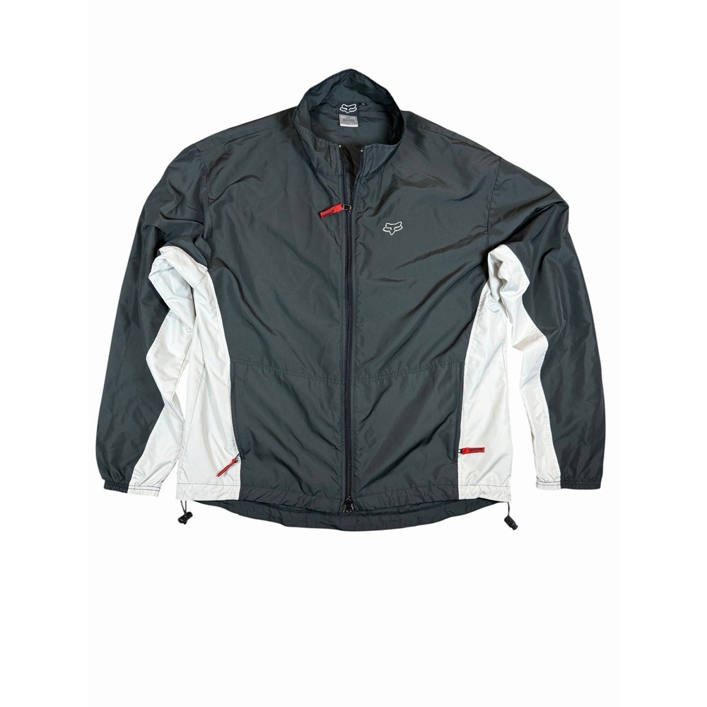 Fox Racing Mens XL Windbreaker Jacket Gray Full Zip Lightweight Moto MTB Outdoor